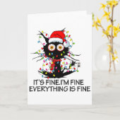 楽しい黒猫 全ては大丈夫 私は大丈夫 すべては大丈夫 カード (黄色い花)