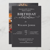 楽しい３段ピザのバースデーケーキパーティー 招待状 (正面/裏面)