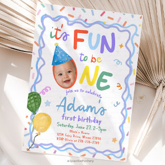 楽しい1歳の誕生日おめでとう フォト 1歳の誕生日 男の子 招待状