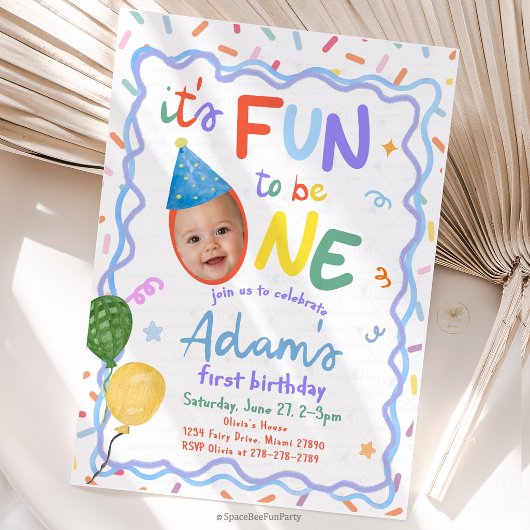 楽しい1歳の誕生日おめでとう フォト 1歳の誕生日 男の子 招待状