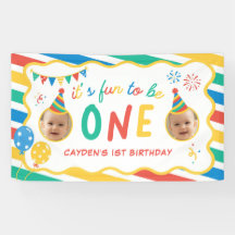 楽しい1歳の誕生日おめでとう 男の子 カラフル