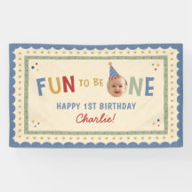 楽しい1歳の誕生日フォトカラフル