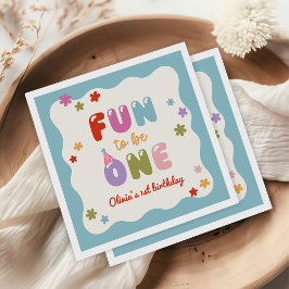 楽しい1歳の誕生日 ダイジーカラフル スタンダードカクテルナプキン