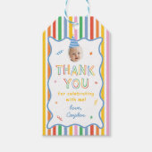楽しい1歳の誕生日 レトロカラフル男の子 ギフトタグ (正面)