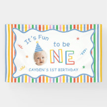 楽しい1歳の誕生日 レトロカラフル男の子