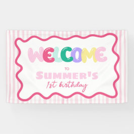 楽しい1歳!カラフルな1歳の誕生日ウェルカム 横断幕