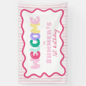 楽しい1歳！カラフルな1歳の誕生日ウェルカム 横断幕 (縦)