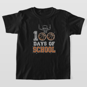楽しい100日目の学校バスケットボール鉛筆スケッチ Tシャツ