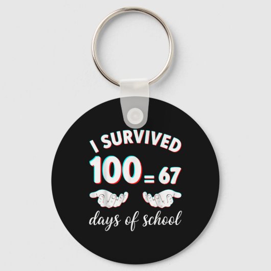 楽しい100日目の学校 67 おもしろ数学Tシャツ キーホルダー (正面)
