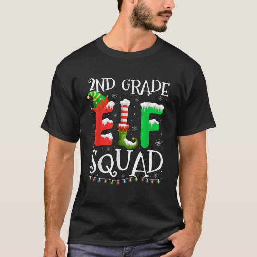 楽しい2年生のエルフ部隊 先生 生徒 クリスマス Tシャツ (正面)