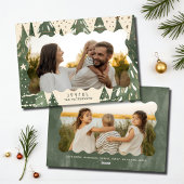 楽しい2枚の写真 家族の冬のクリスマスツリー シーズンカード
