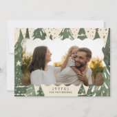楽しい2枚の写真 家族の冬のクリスマスツリー シーズンカード (正面)