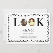 楽しい30歳の誕生日おめでとう モダンな2枚の写真付き 30歳の誕生日 招待状 (正面)