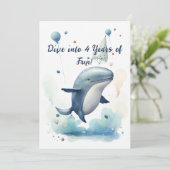 楽しい4歳の誕生日カードに飛び込もう 招待状 (スタンド正面)