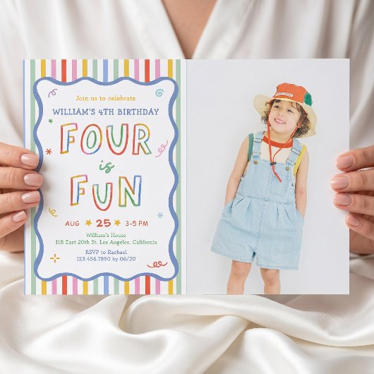 楽しい4歳の誕生日パーティーの招待状フォト 招待状