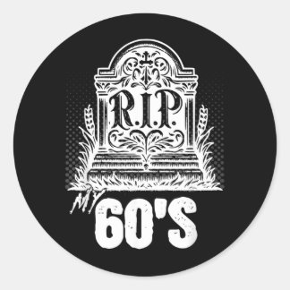 楽しい60年代の墓石の引用 60歳の誕生日 ラウンドシール
