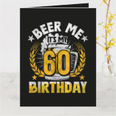 楽しい60歳の誕生日、お酒をください カード (黄色い花)