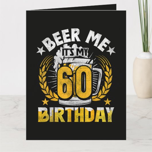 楽しい60歳の誕生日、お酒をください カード (正面)