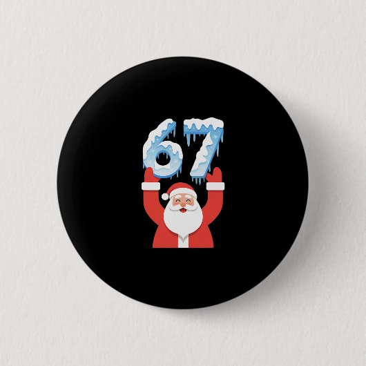 楽しい67おもしろクリスマスサンタクロース冬雪氷 缶バッジ (正面)