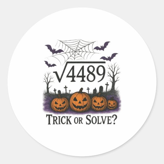 楽しい67のミーム数学教師67ハロウィン平方根スクエア ラウンドシール (正面)