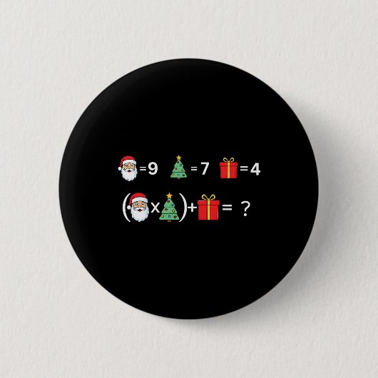 楽しい67のミーム クリスマス 数学教師 サンタ 6 7 缶バッジ (正面)