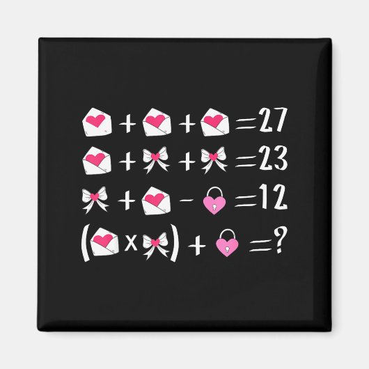 楽しい67のミーム バレンタイン 数学教師 ボウ 六七 マグネット (正面)