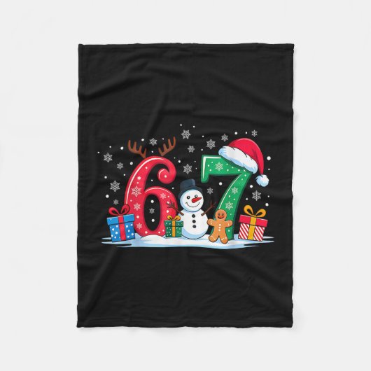 楽しい67クリスマス67シックスセブン ミーム 67 マッチング フリースブランケット (正面)
