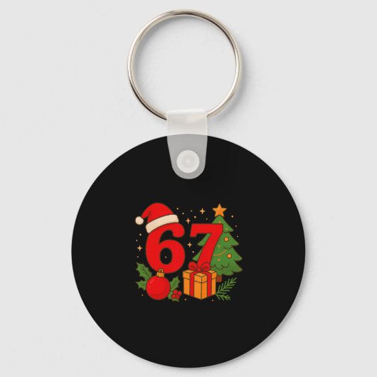 楽しい67クリスマス6 7シックスセブン面白い画像 6 7 おそろい キーホルダー (正面)