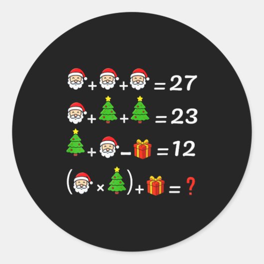 楽しい67ミームクリスマス数学教師サンタ6七 ラウンドシール (正面)