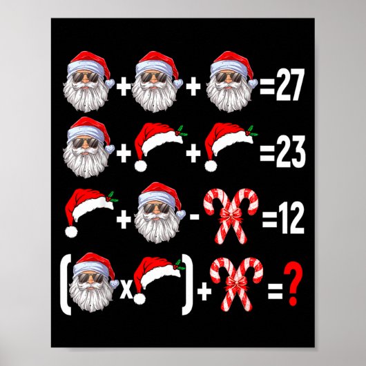 楽しい67ミームサンタクリスマスツリ数学教師Xm ポスター (正面)