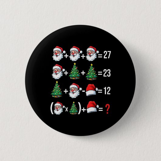 楽しい67ミームサンタ数学教師クリスマスパジャマ 缶バッジ (正面)