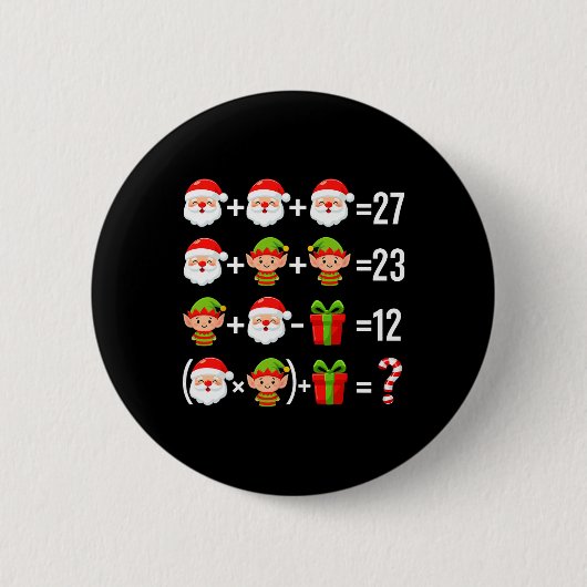 楽しい67ミームサンタ数学教師クリスマス6セブン 缶バッジ (正面)