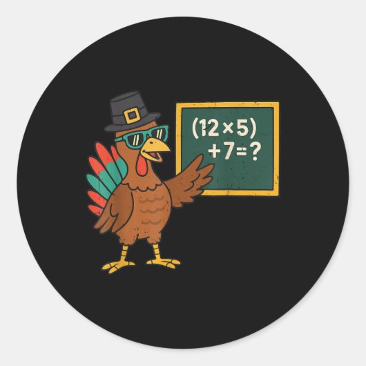 楽しい67ミーム七面鳥数学教師感謝祭マット ラウンドシール (正面)