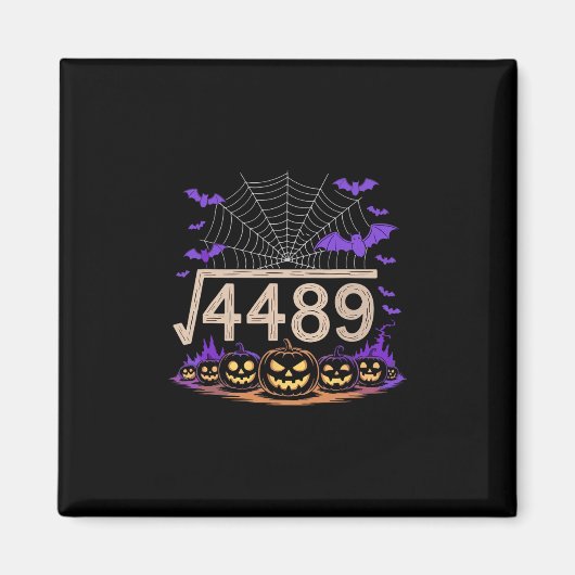 楽しい67ミーム数学教師67ハロウィンスクエアロ マグネット (正面)