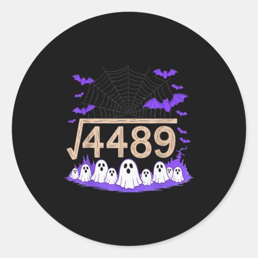 楽しい67ミーム数学教師67ハロウィンスクエアロ ラウンドシール (正面)