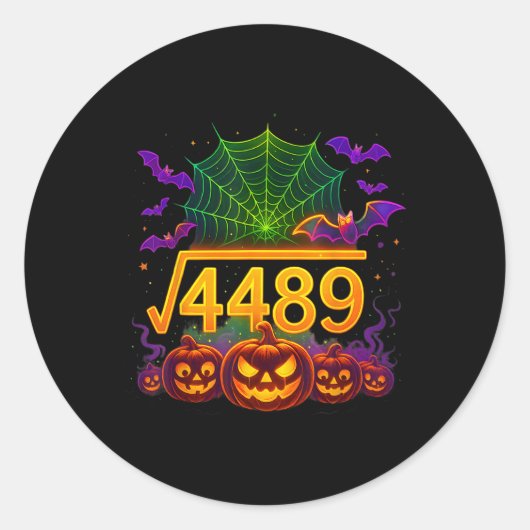 楽しい67ミーム数学教師67ハロウィンスクエアロ ラウンドシール (正面)
