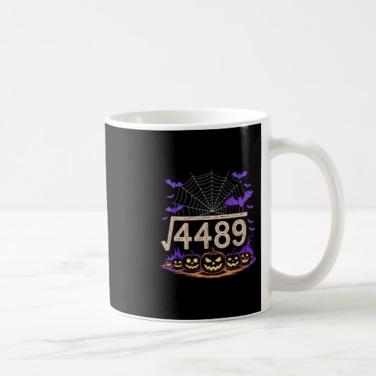 楽しい67ミーム数学教師67ハロウィン平方根スクエア コーヒーマグカップ (右)