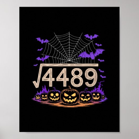 楽しい67ミーム数学教師67ハロウィン平方根スクエア ポスター (正面)