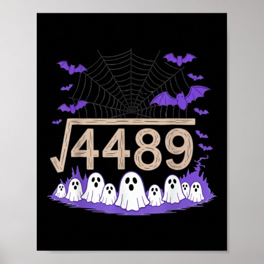楽しい67ミーム数学教師67ハロウィン平方根スクエア ポスター (正面)