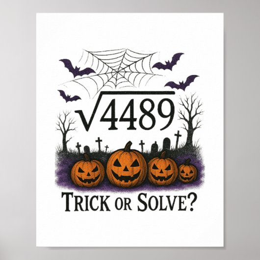 楽しい67ミーム数学教師67ハロウィン平方根スクエアT ポスター (正面)
