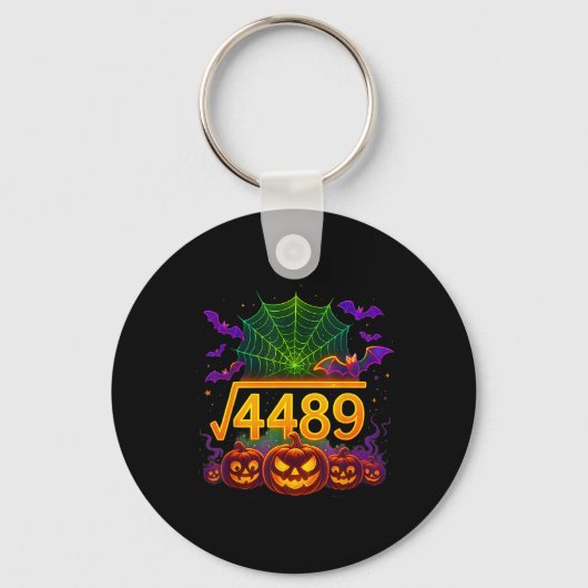 楽しい67ミーム数学教師67ハロウィン平方根 キーホルダー (正面)