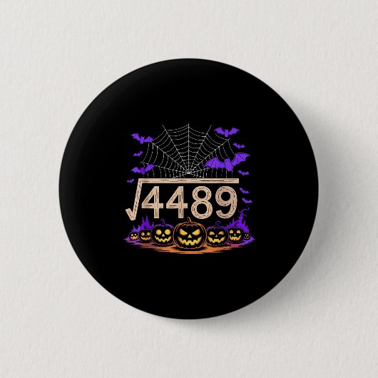 楽しい67ミーム数学教師67ハロウィン平方根 缶バッジ (正面)