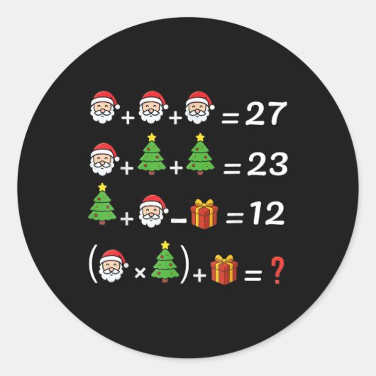 楽しい67ミーム クリスマス 数学教師 サンタ 6 7 ラウンドシール (正面)