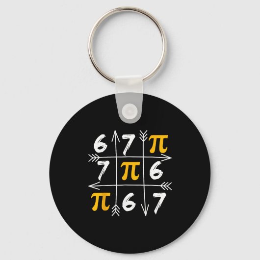 楽しい67六七の日3.14数学の面白いネタ数字のユーモア キーホルダー (正面)