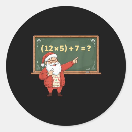 楽しい67 6 7 数学教師クリスマスミーム 等式 ラウンドシール (正面)