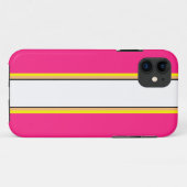 楽しい70年代スタイルのピンク・白・黄色・オレンジのレーシングストライプ Case-Mate iPhoneケース (裏面(横))