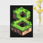 楽しい8歳の誕生日 数字の8 ビデオゲーム ピクセル テーマ カード (黄色い花)