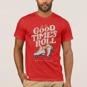 楽しい80年代のレトロ転がローラースケートをする Tシャツ
