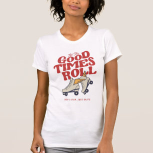 楽しい80年代のレトロ転がローラースケートをする Tシャツ