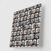 楽しい9枚のフォトコラージュ写真 スクエア壁時計 (傾斜)